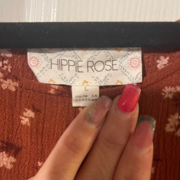 Hippie Rose- Brown Flowy Top - Size Large - Picture 3 of 3